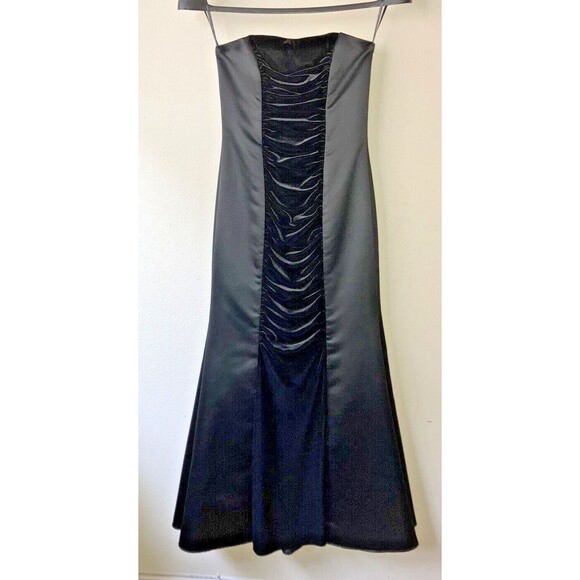 Vintage Scott McClintock Black Strapless Mermaid Gown Velvet Panel XXS/XS READ - Picture 1 of 16